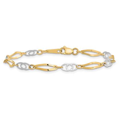 7 Inch 14K Two-Tone 7In Polished Fancy Link Bracelet