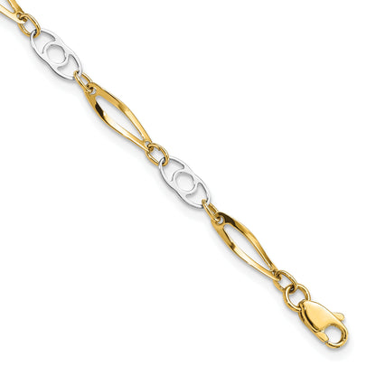 7 Inch 14K Two-Tone 7In Polished Fancy Link Bracelet