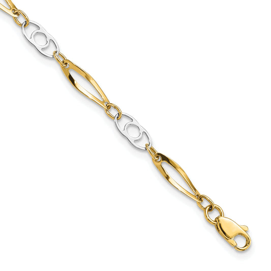 7 Inch 14K Two-Tone 7In Polished Fancy Link Bracelet