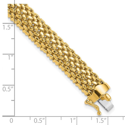 7.25 Inch 14K 7.25In 9.25mm Polished Mesh Bracelet
