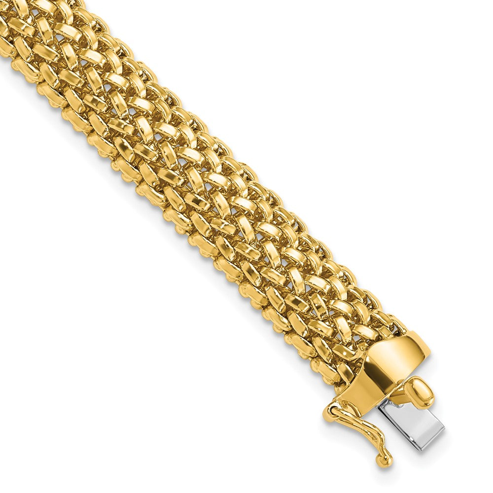 7.25 Inch 14K 7.25In 9.25mm Polished Mesh Bracelet