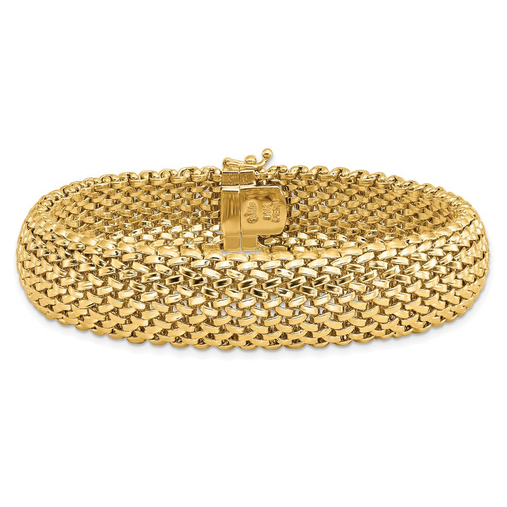 7.25 Inch 14K 7.25In 13.75mm Polished Mesh Bracelet