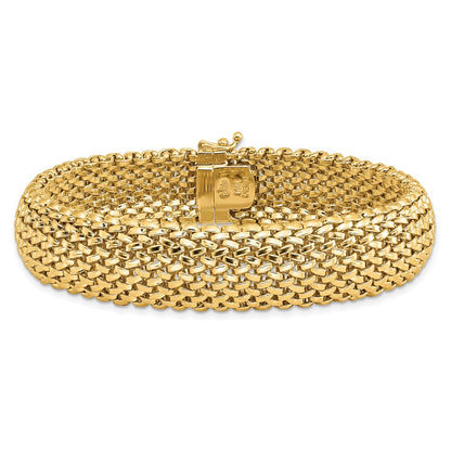 7.25 Inch 14K 7.25In 13.75mm Polished Mesh Bracelet