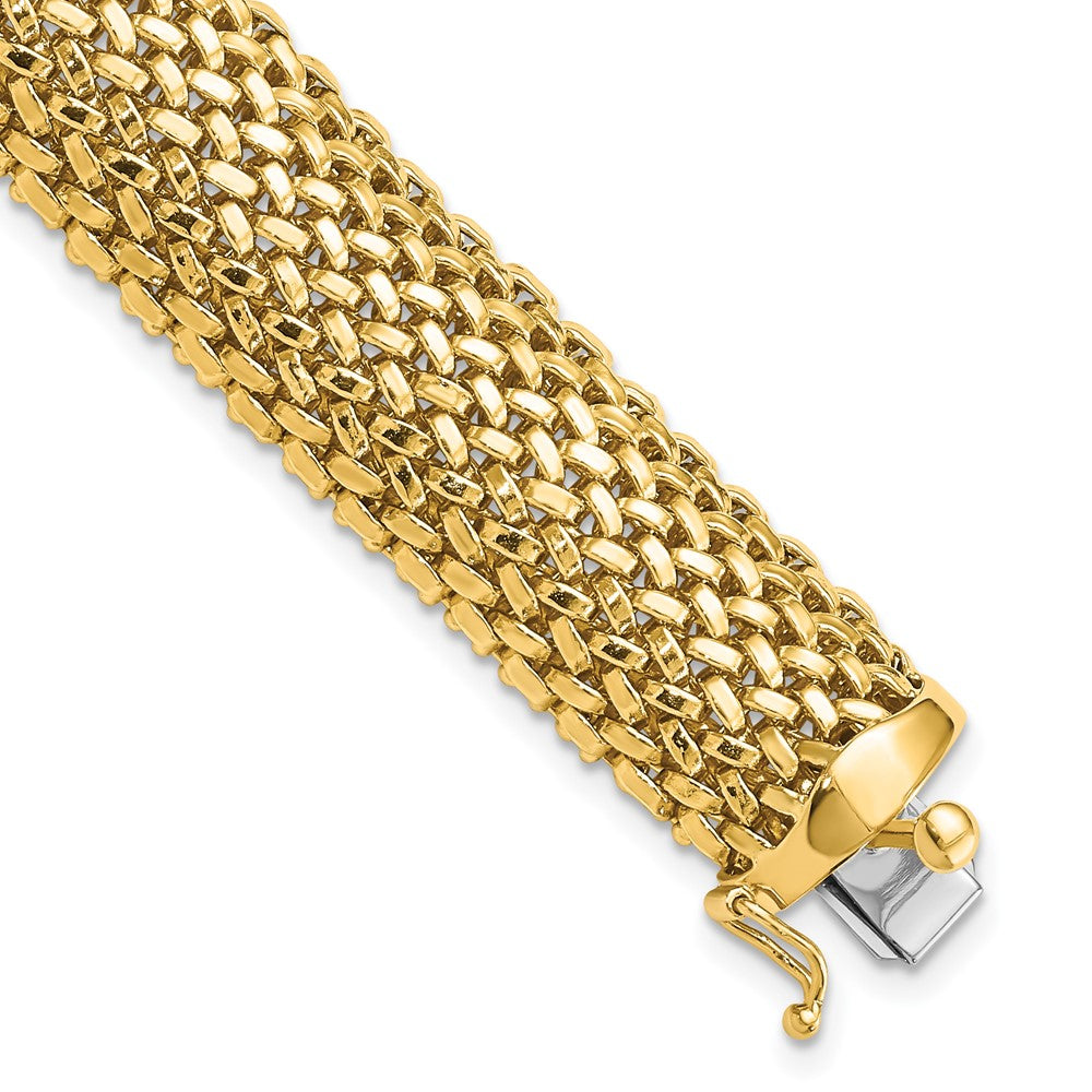 7.25 Inch 14K 7.25In 13.75mm Polished Mesh Bracelet