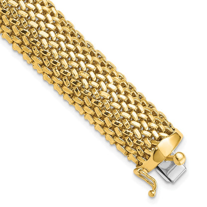 7.25 Inch 14K 7.25In 13.75mm Polished Mesh Bracelet