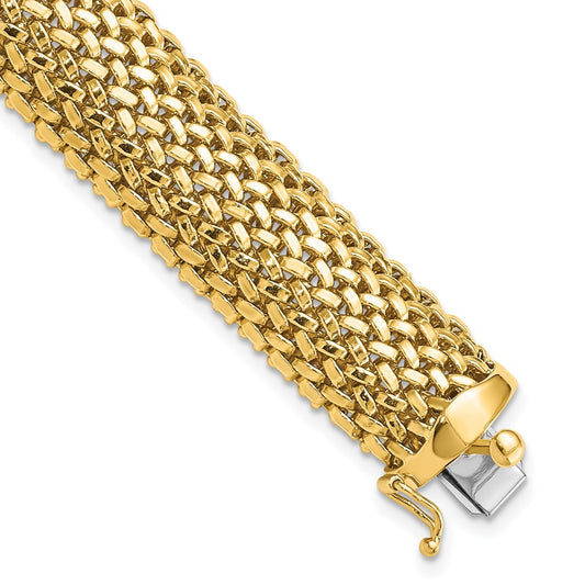 7.25 Inch 14K 7.25In 13.75mm Polished Mesh Bracelet