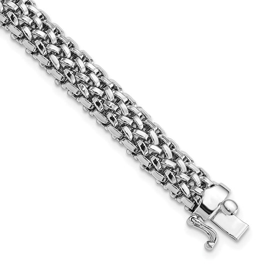 7.25 Inch 14K White Gold 7.25In 7mm Polished Mesh Bracelet