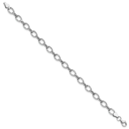 7 Inch 14K White Gold 7In Diamond-Cut Polished Fancy Bracelet