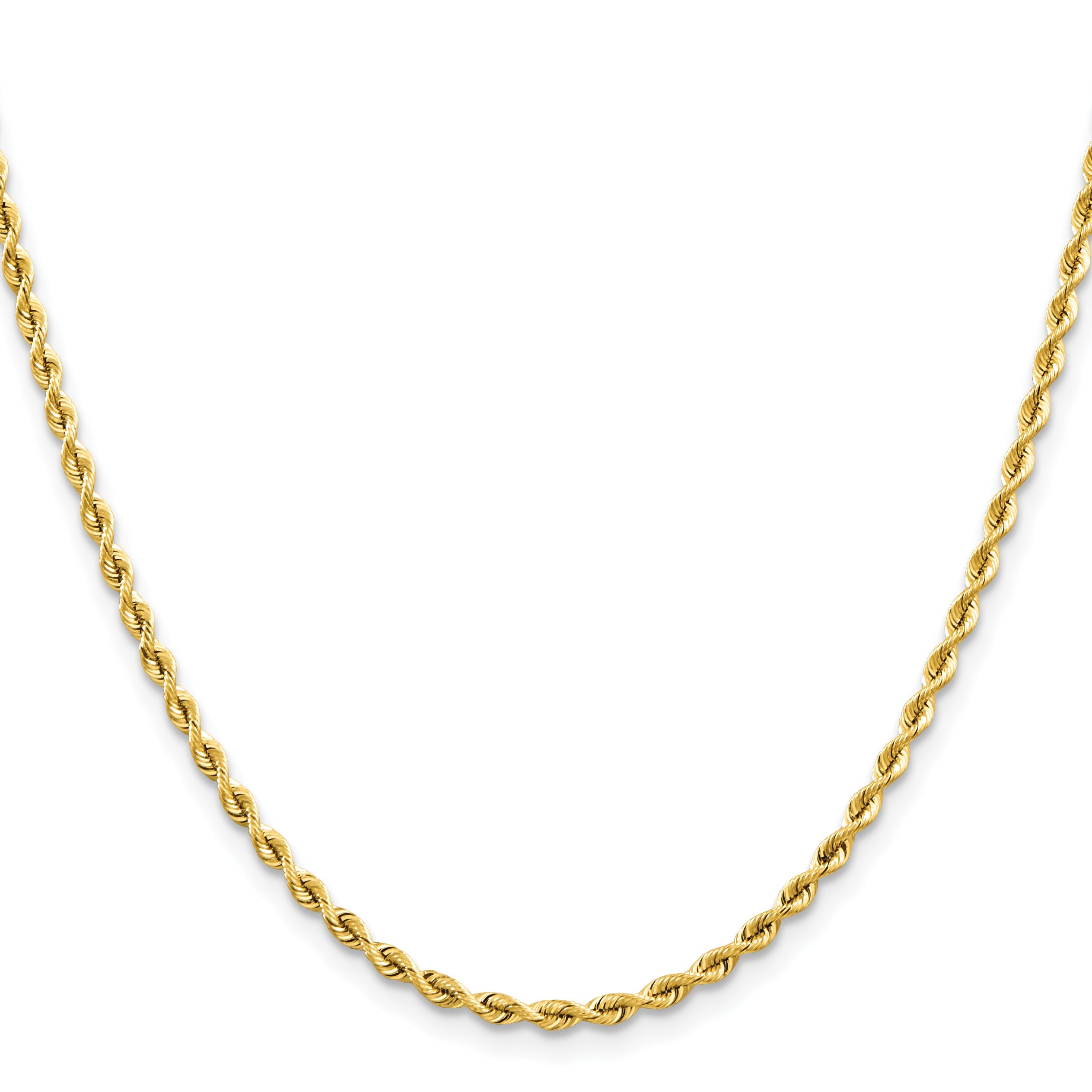 14K Yellow Gold 20 Inch 2.55mm Silky Quintuple Rope With Fancy Lobster Clasp Chain Necklace