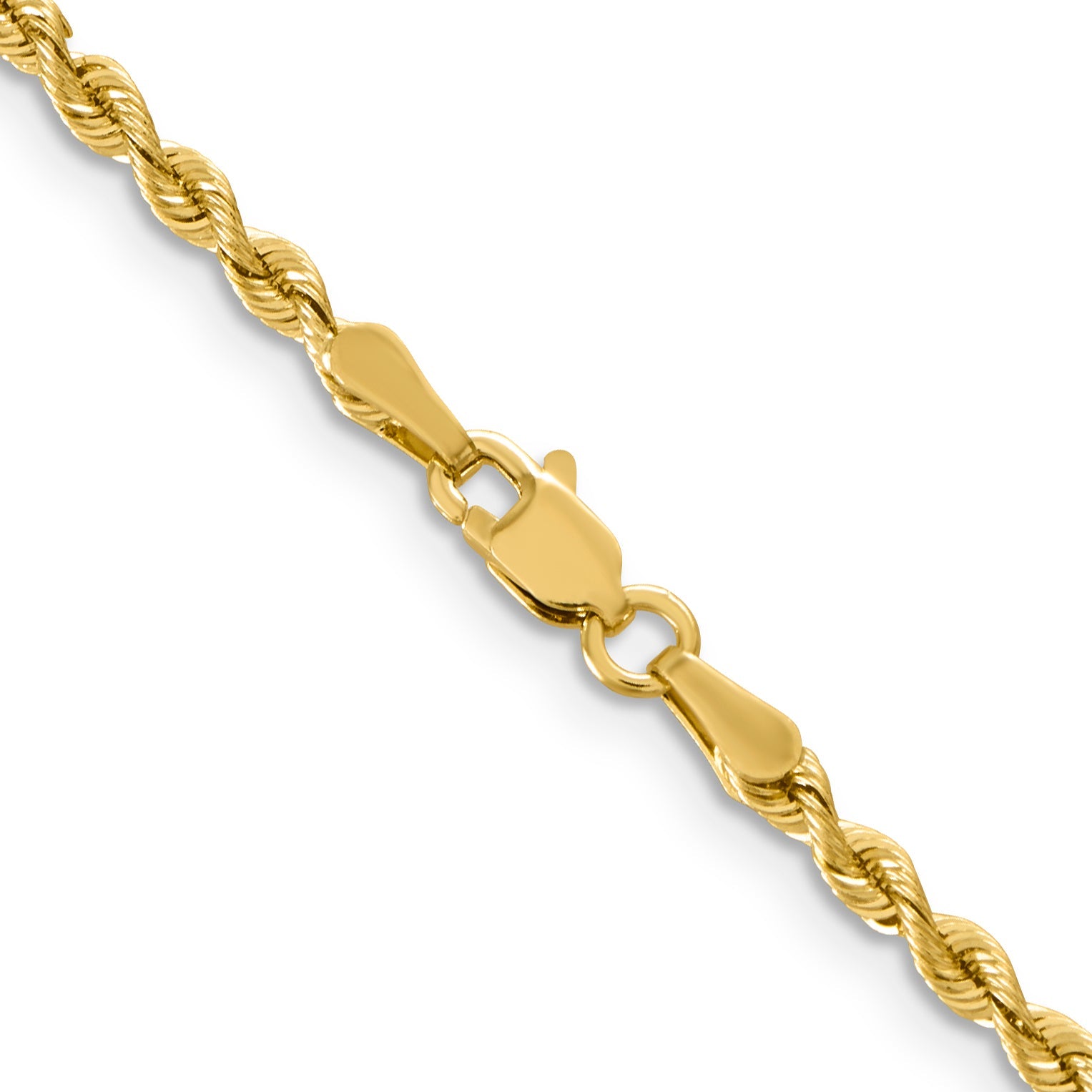 14K Yellow Gold 20 Inch 2.55mm Silky Quintuple Rope With Fancy Lobster Clasp Chain Necklace