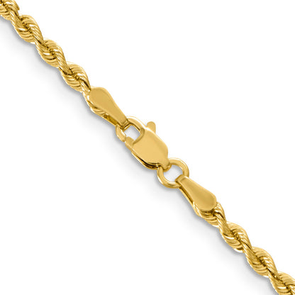 14K Yellow Gold 20 Inch 2.55mm Silky Quintuple Rope With Fancy Lobster Clasp Chain Necklace