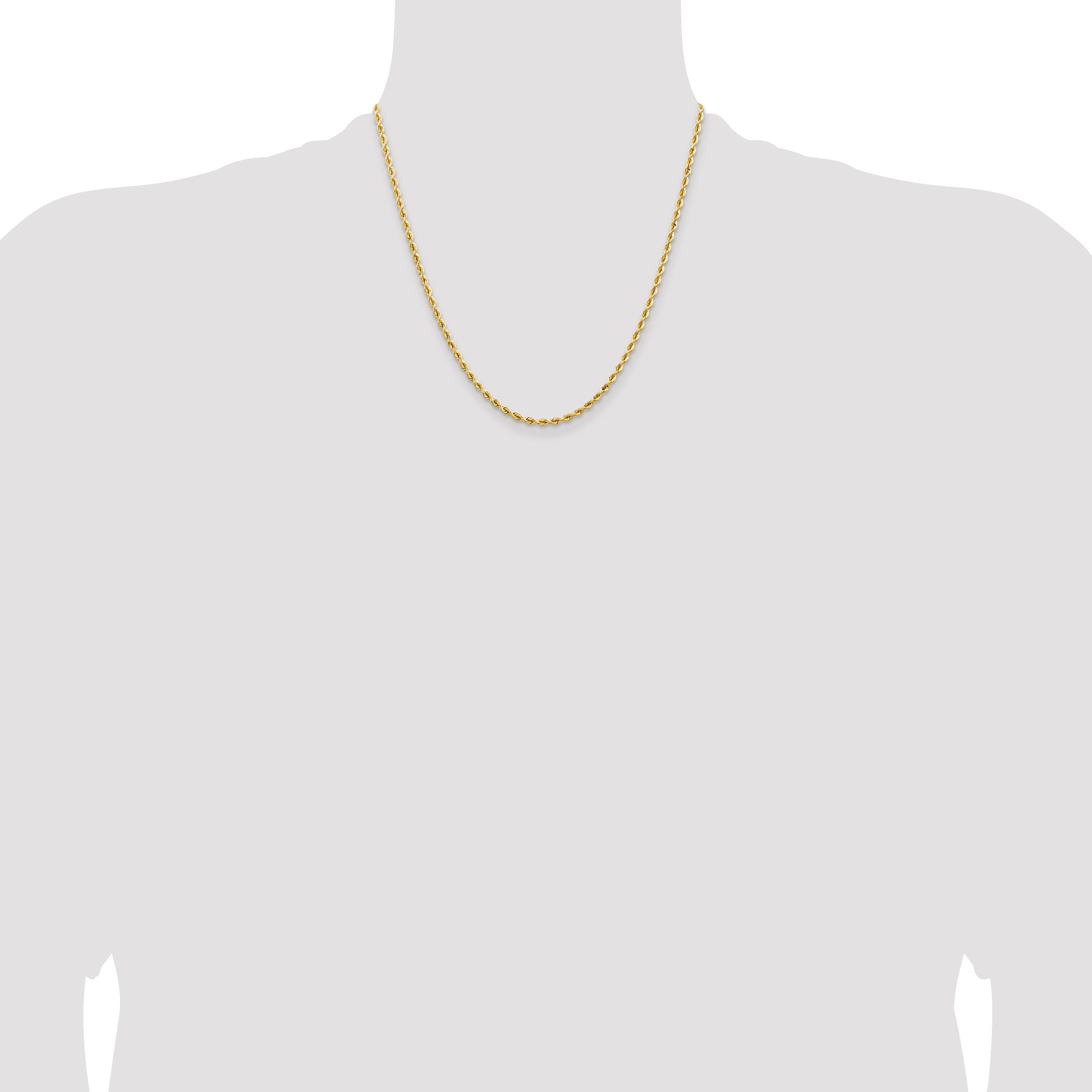 14K Yellow Gold 20 Inch 2.55mm Silky Quintuple Rope With Fancy Lobster Clasp Chain Necklace