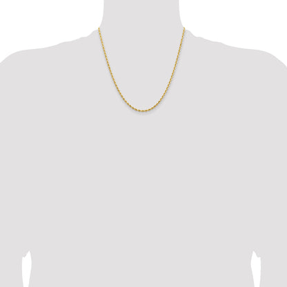 14K Yellow Gold 20 Inch 2.55mm Silky Quintuple Rope With Fancy Lobster Clasp Chain Necklace
