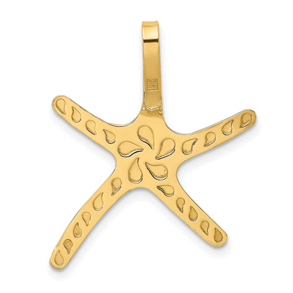 14K Yellow Gold Polished Starfish Chain Slide