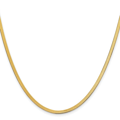 24 Inch 14K Yellow Gold 2.5mm Silky Herringbone Chain Necklace