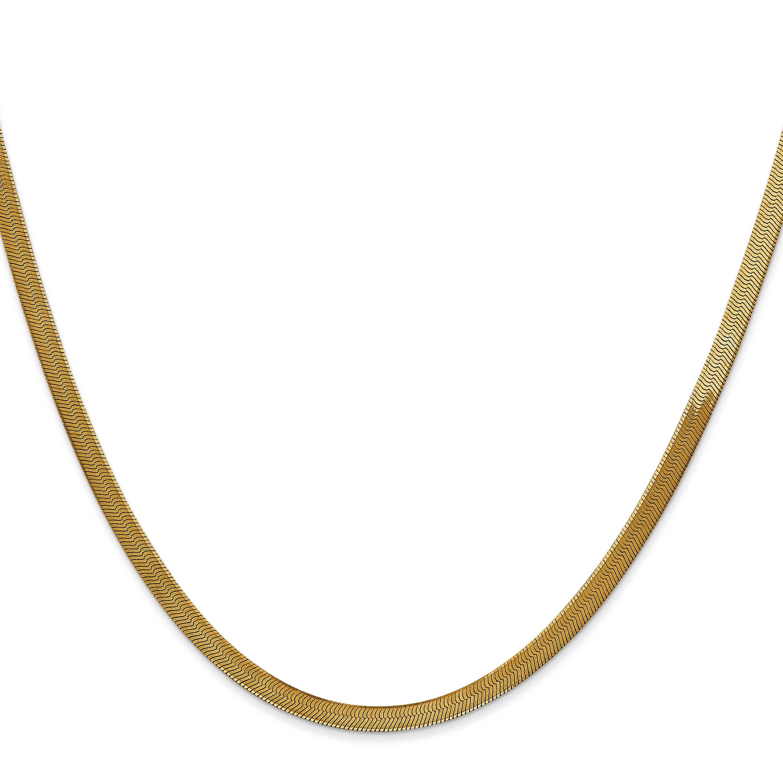 22 Inch 14K 3mm Silky Herringbone Chain Necklace