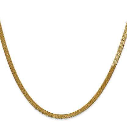 14K Yellow Gold 30 Inch 3mm Silky Herringbone With Lobster Clasp Chain Necklace