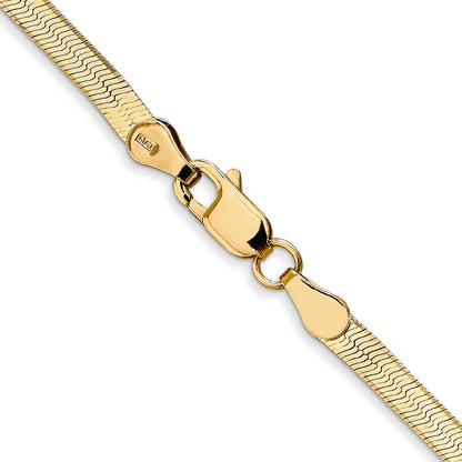 22 Inch 14K 3mm Silky Herringbone Chain Necklace