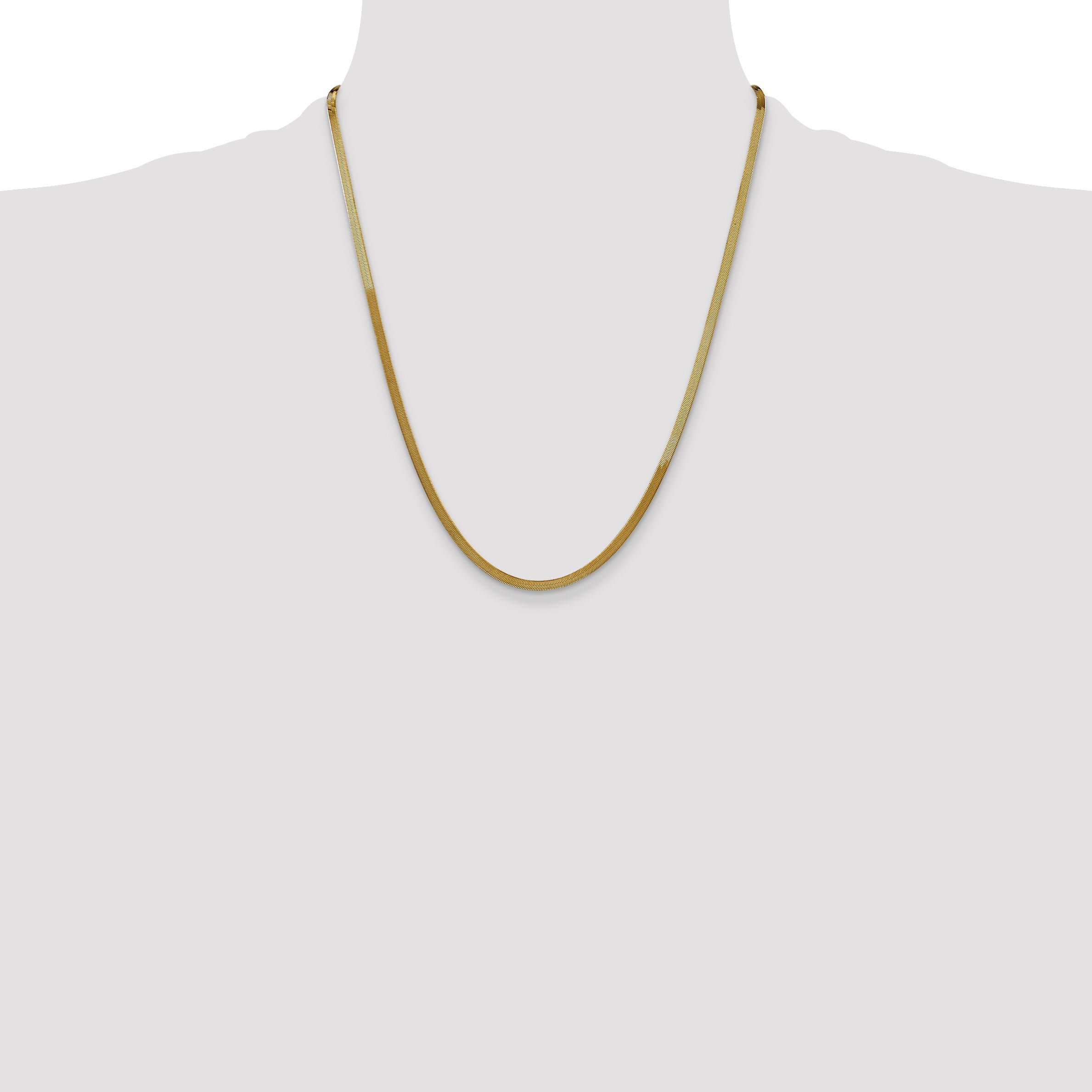 22 Inch 14K 3mm Silky Herringbone Chain Necklace