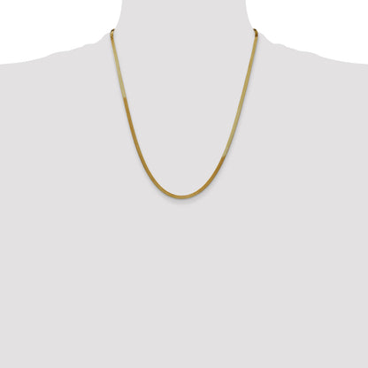 22 Inch 14K 3mm Silky Herringbone Chain Necklace