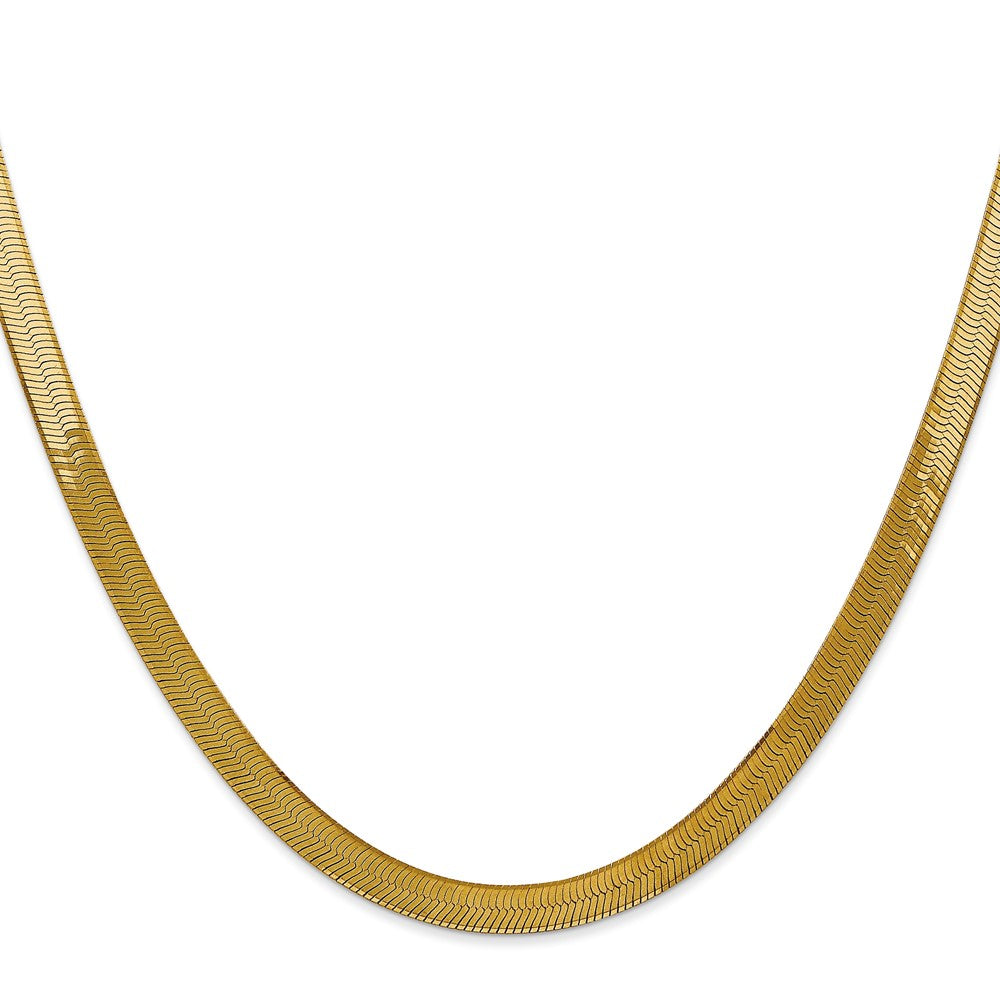 14K Yellow Gold 20 Inch 5mm Silky Herringbone With Lobster Clasp Chain Necklace