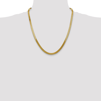 22 Inch 14K 5mm Silky Herringbone Chain Necklace