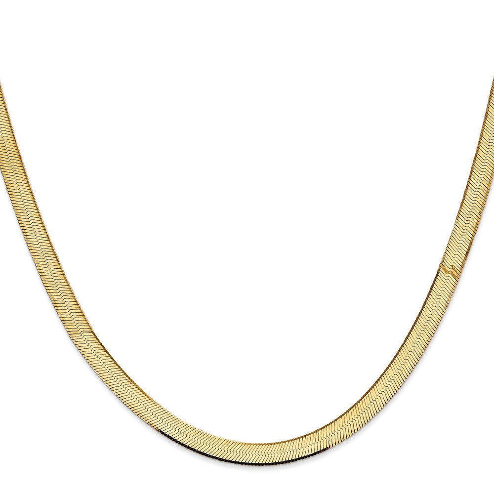 14K Yellow Gold 30 Inch 5.5mm Silky Herringbone With Lobster Clasp Chain Necklace