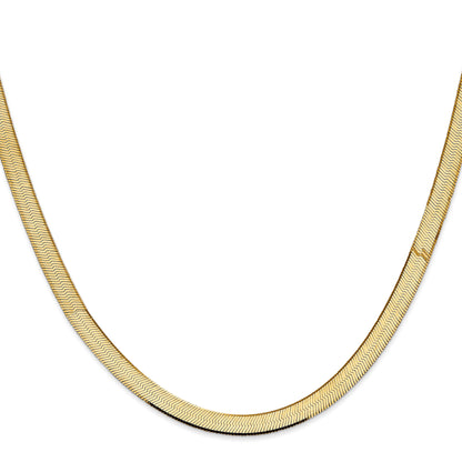 22 Inch 14K 5.5mm Silky Herringbone Chain Necklace