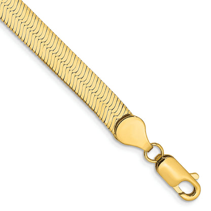 14K Yellow Gold 7 Inch 5.5mm Silky Herringbone With Lobster Clasp Bracelet