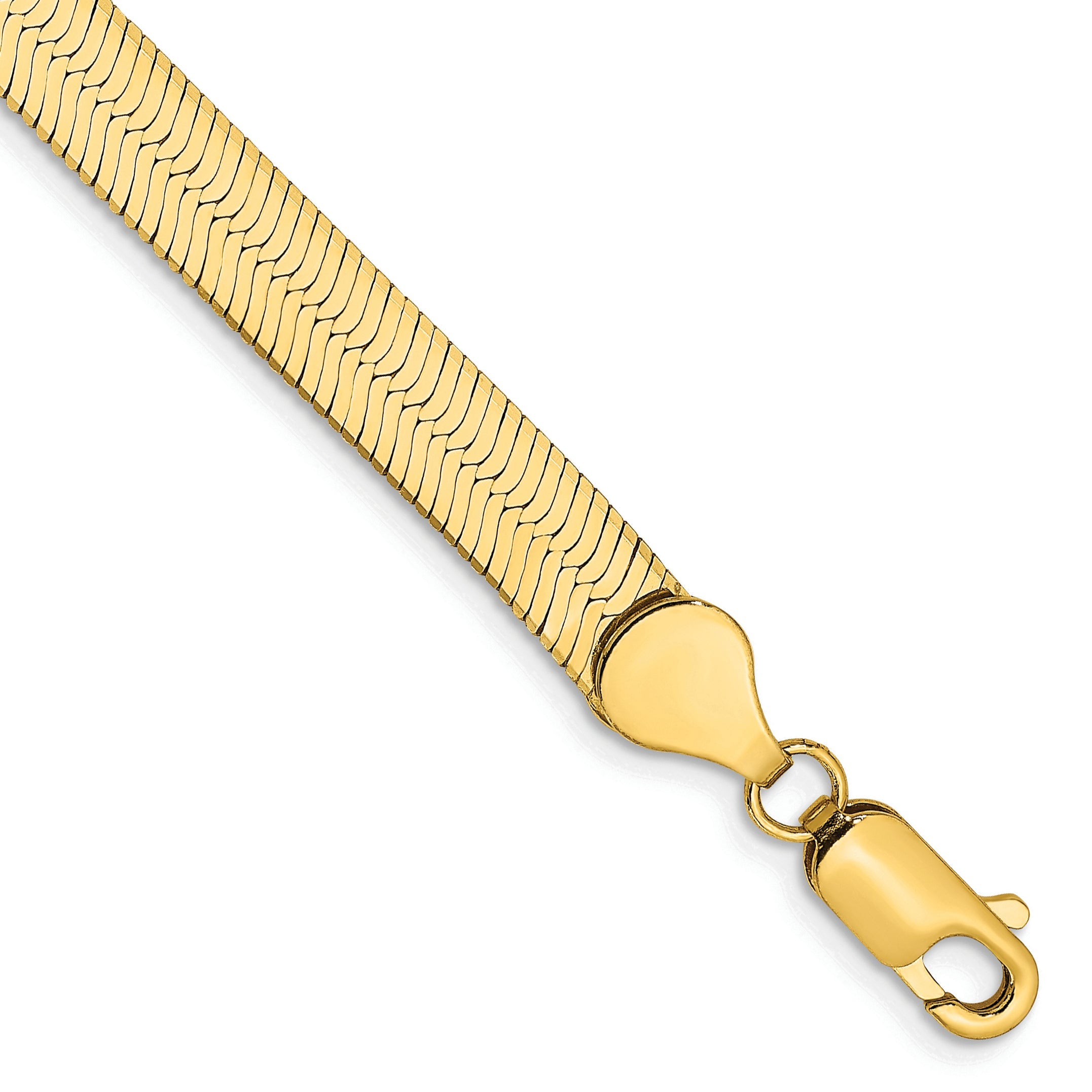 14K Yellow Gold 8 Inch 5.5mm Silky Herringbone With Lobster Clasp Bracelet