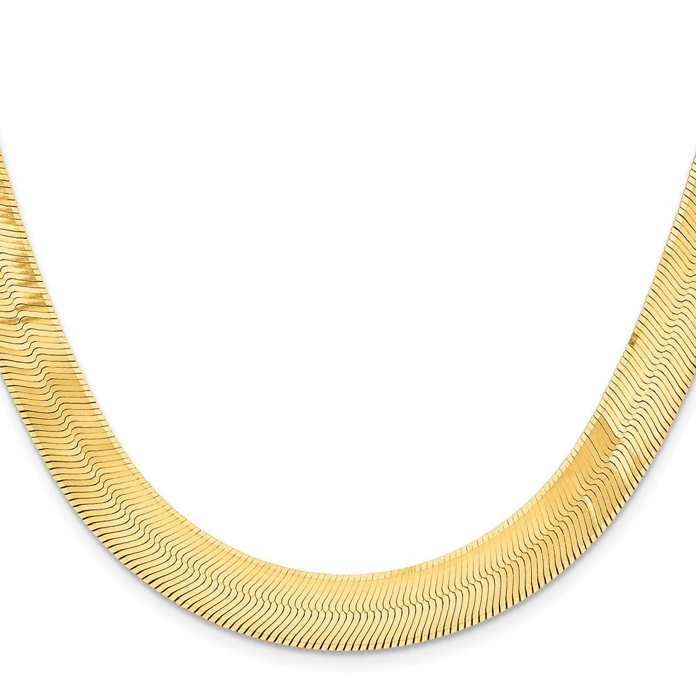 14K Yellow Gold 22 Inch 10mm Silky Herringbone With Lobster Clasp Chain Necklace