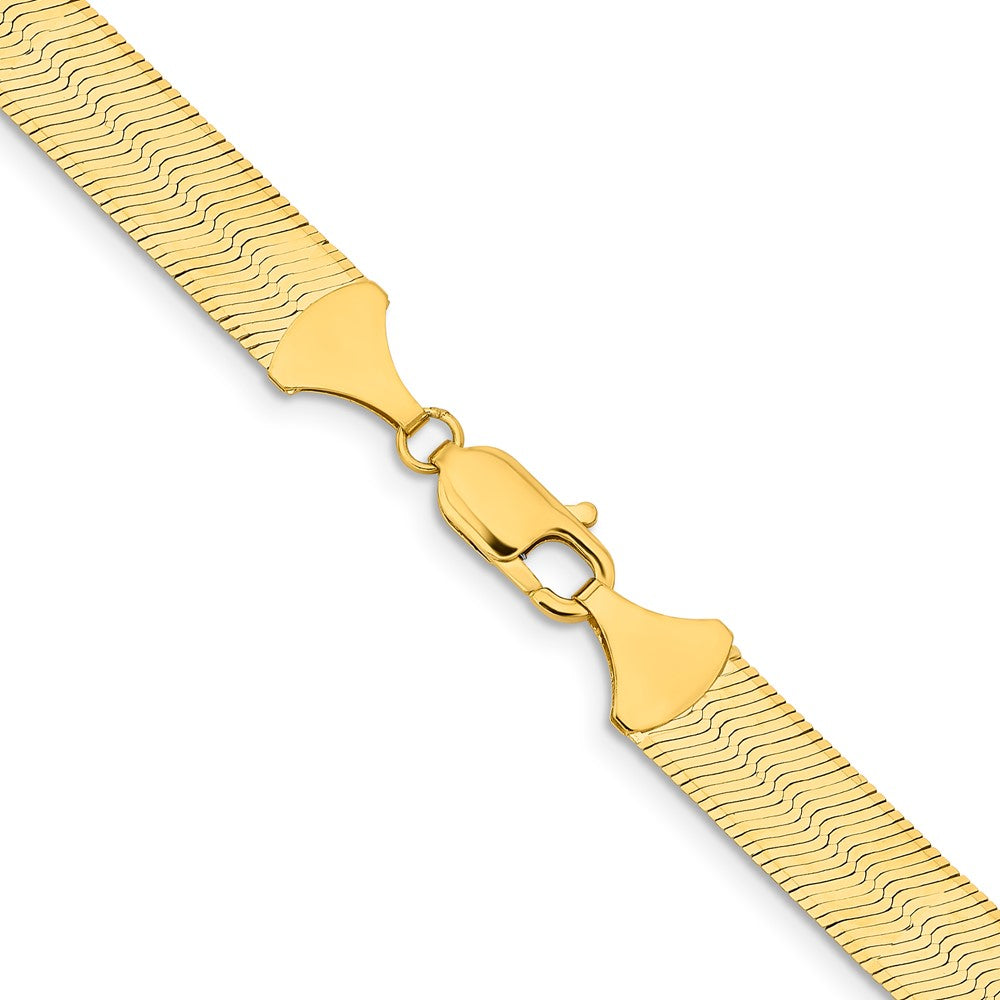 14K Yellow Gold 24 Inch 10mm Silky Herringbone With Lobster Clasp Chain Necklace