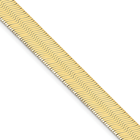 14K Yellow Gold 22 Inch 10mm Silky Herringbone With Lobster Clasp Chain