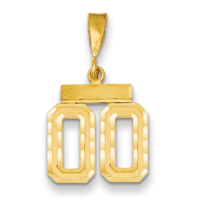 14K Yellow Gold Small Diamond-Cut Number 00 On Top Charm