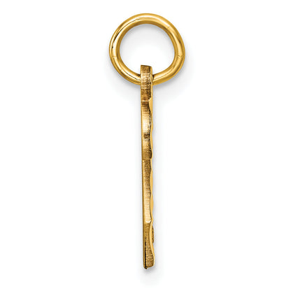 14K Yellow Gold Small Brushed Diamond-Cut Number 2 Charm