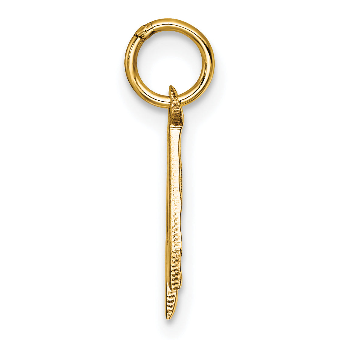 14K Yellow Gold Small Brushed Diamond-Cut Number 4 Charm