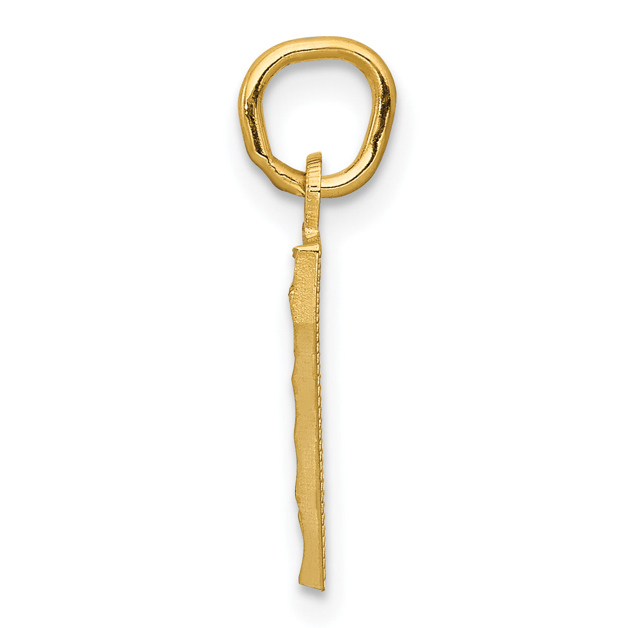 14K Yellow Gold Small Brushed Diamond-Cut Number 7 Charm