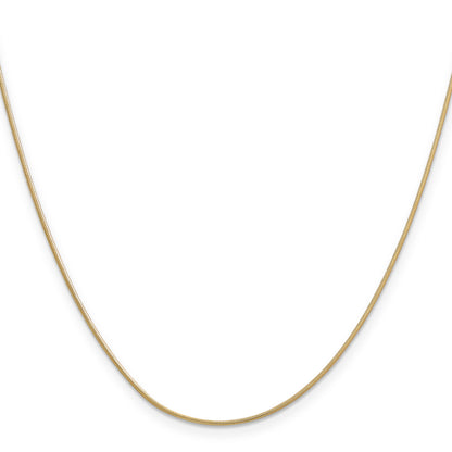 14K Yellow Gold 20 Inch .9mm Round Snake With Lobster Clasp Chain Necklace