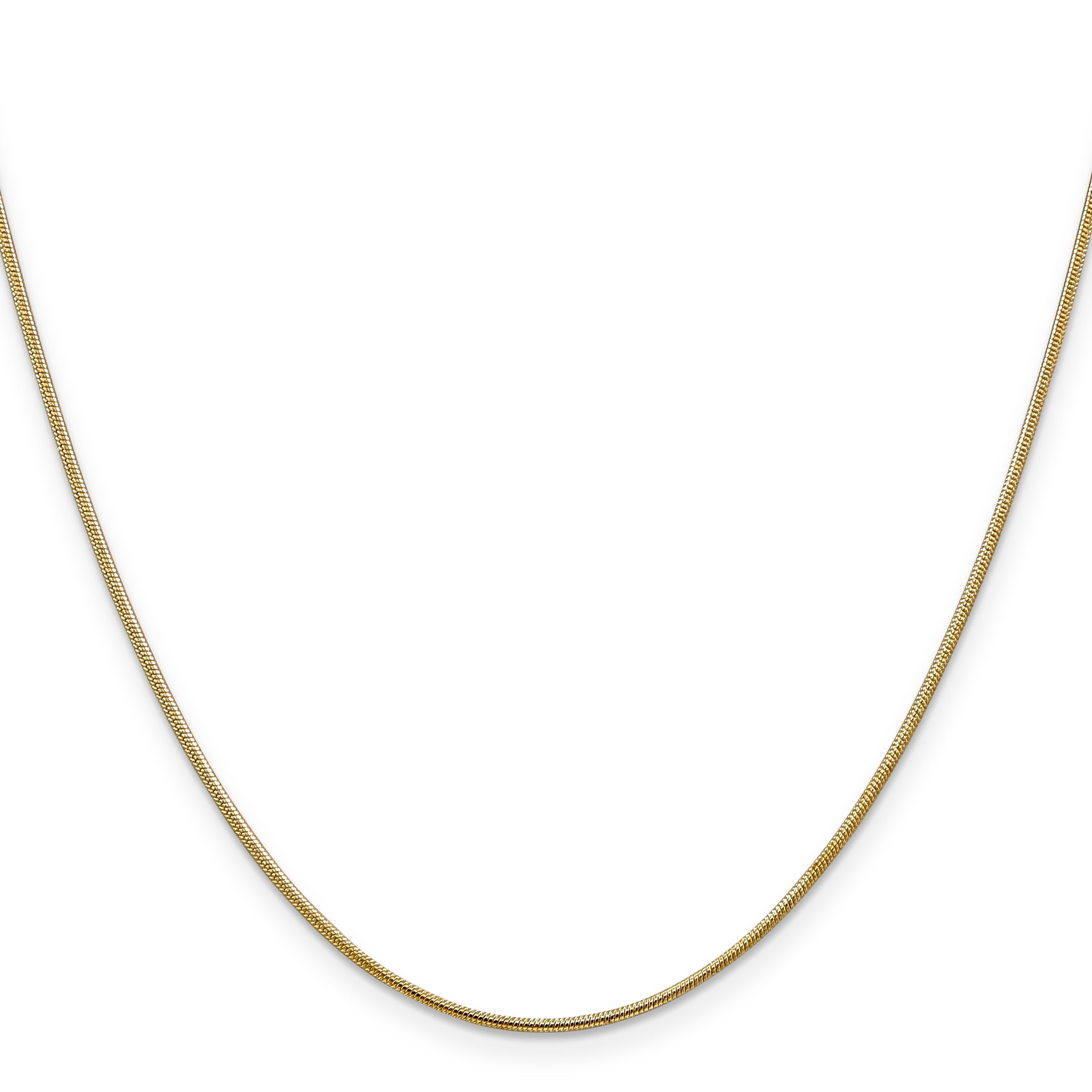 14K Yellow Gold 24 Inch 1.1mm Round Snake With Lobster Clasp Chain Necklace