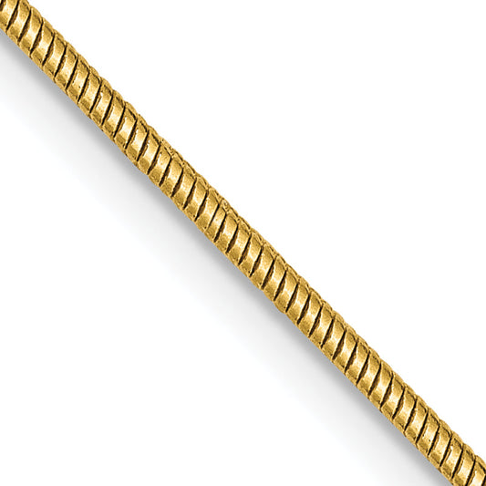 14K Yellow Gold 30 Inch 1.4mm Round Snake Lobster Clasp Chain Necklace
