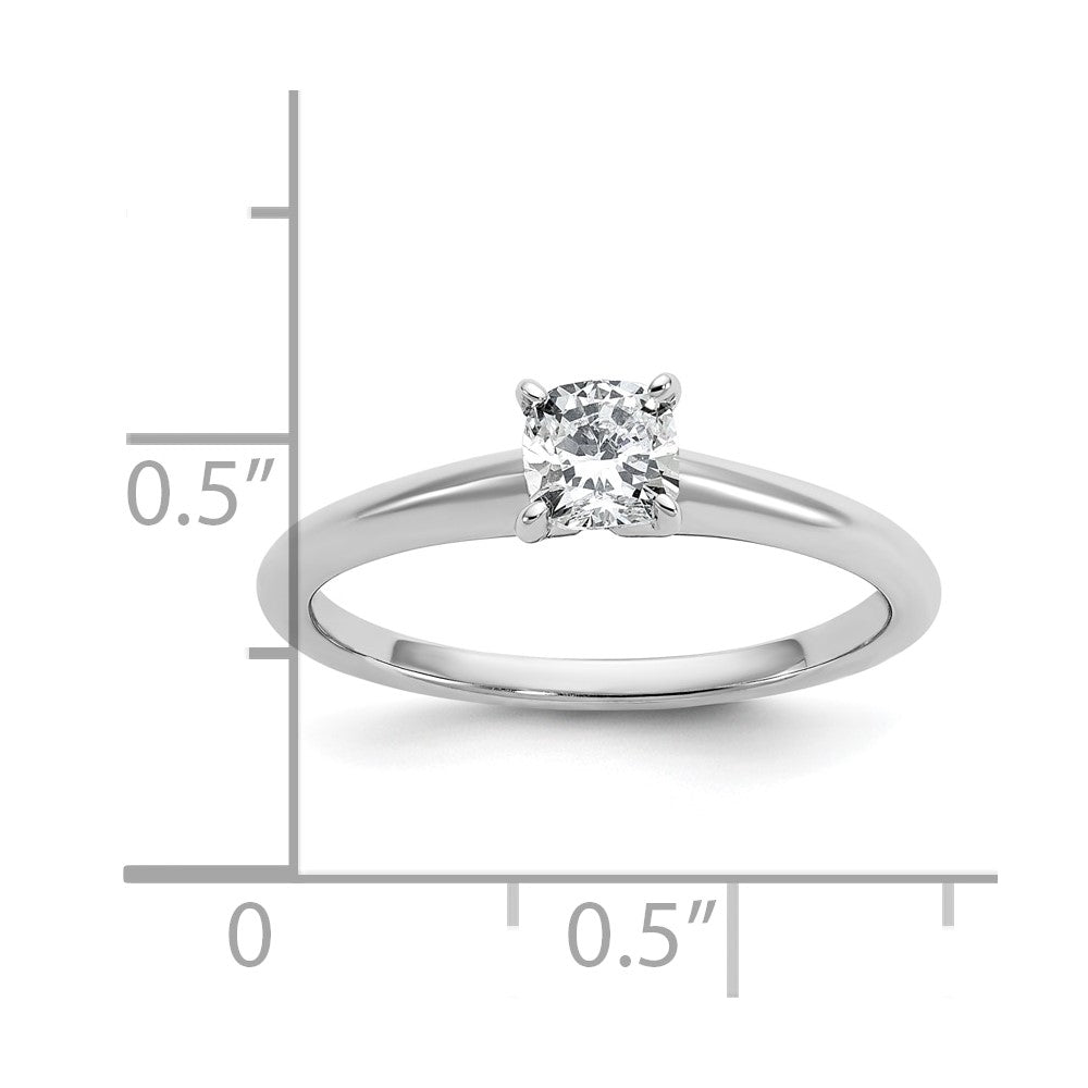 14k White Gold 1/2 Ct. Certified Lab Grown Diamond VS/SI+ G+ Cushion Solitare Engagement Ring