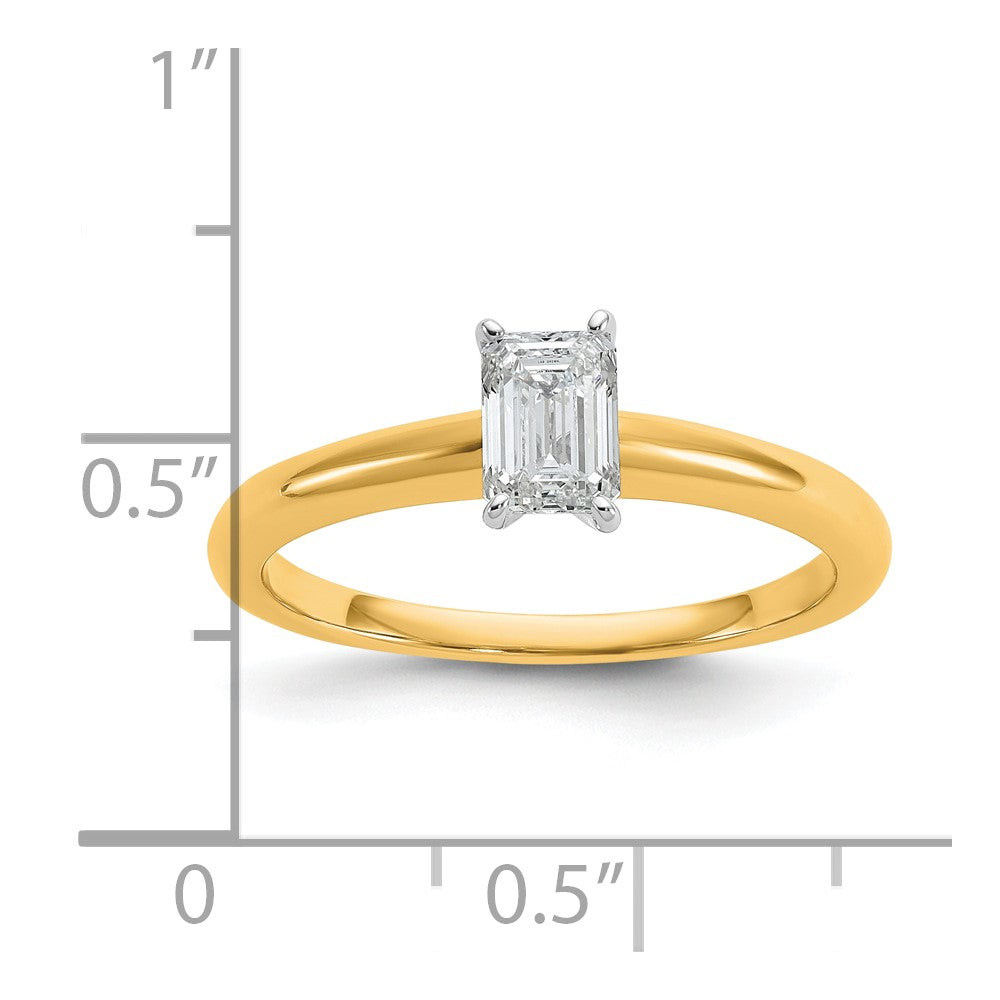 14k Two-tone 1/2 Ct. Lab Grown Diamond VS/SI+ G+ Emerald Solitare Engagement Ring