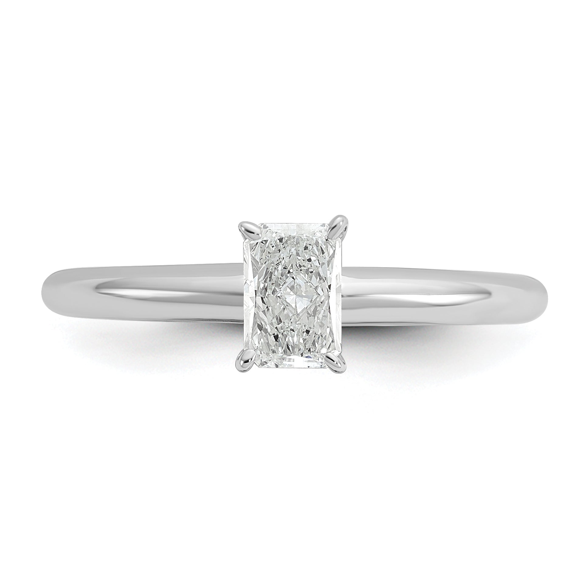 14k White Gold 1/2 Ct. Lab Grown Diamond VS/SI+ G+ Radiant Solitare Engagement Ring