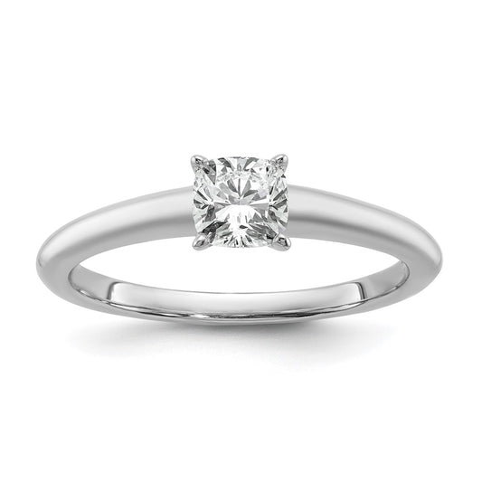 14k White Gold 3/4 Ct. Certified Lab Grown Diamond VS/SI+ G+ Cushion Solitare Engagement Ring