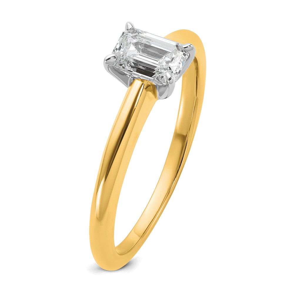 14k Two-tone 3/4 Ct. Certified Lab Grown Diamond VS/SI+ G+ Emerald Solitare Engagement Ring