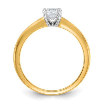 14k Two-tone 1 Ct. VS/SI+ G+ Lab Grown Diamond Ketan Cut Long Cushion Solitaire Engagement Ring