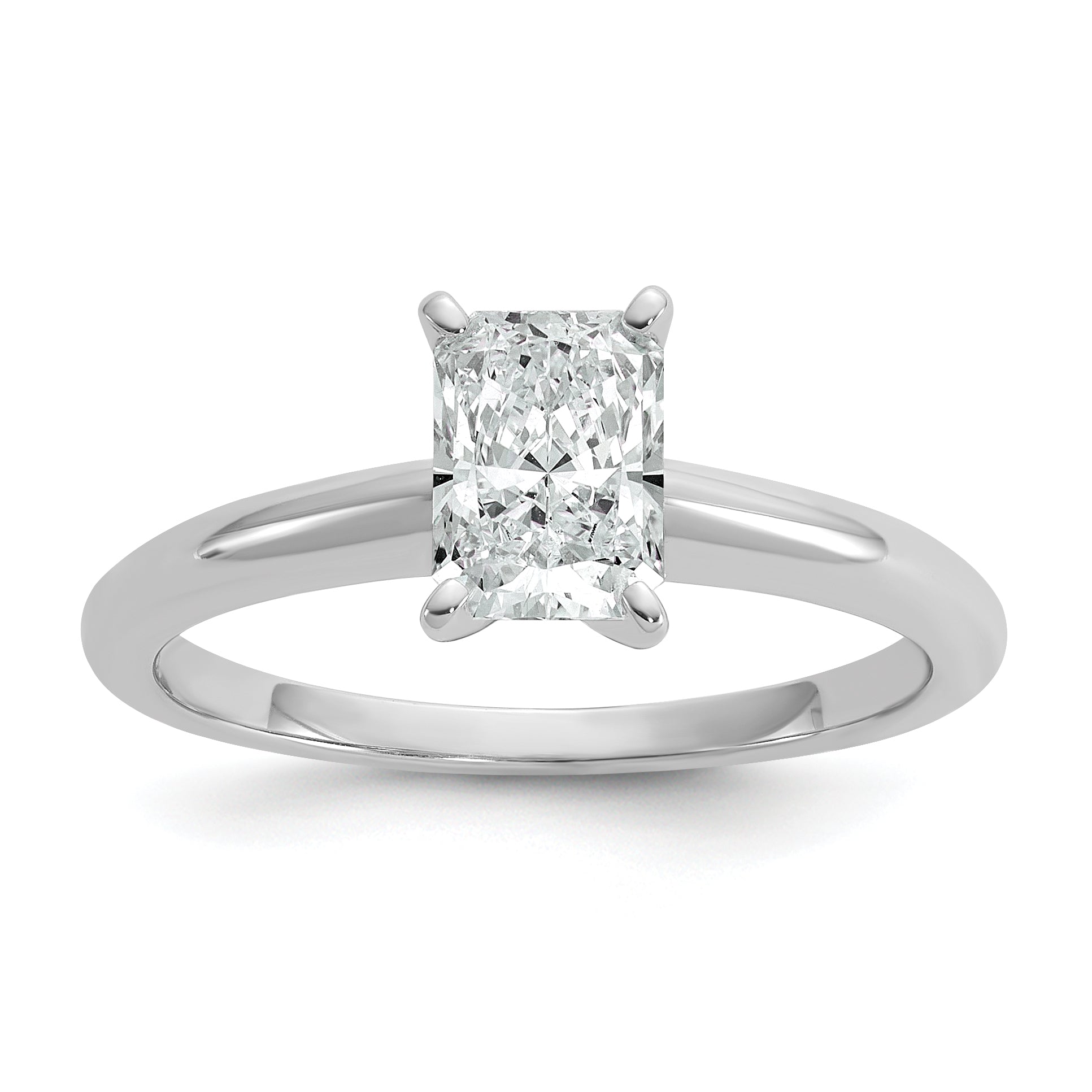 14k White Gold 1 Ct. Certified Lab Grown Diamond VS/SI+ G+ Radiant Solitare Engagement Ring