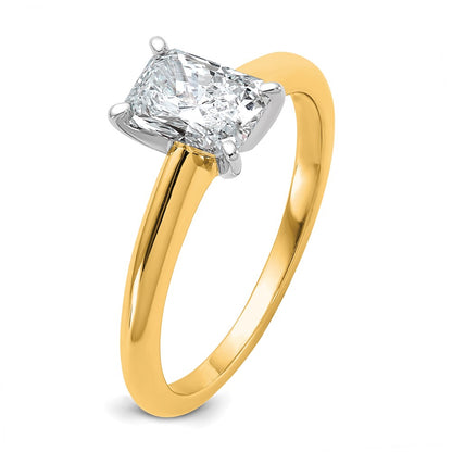14k Two-tone 1 Ct. Certified Lab Grown Diamond VS/SI+ G+ Radiant Solitare Engagement Ring