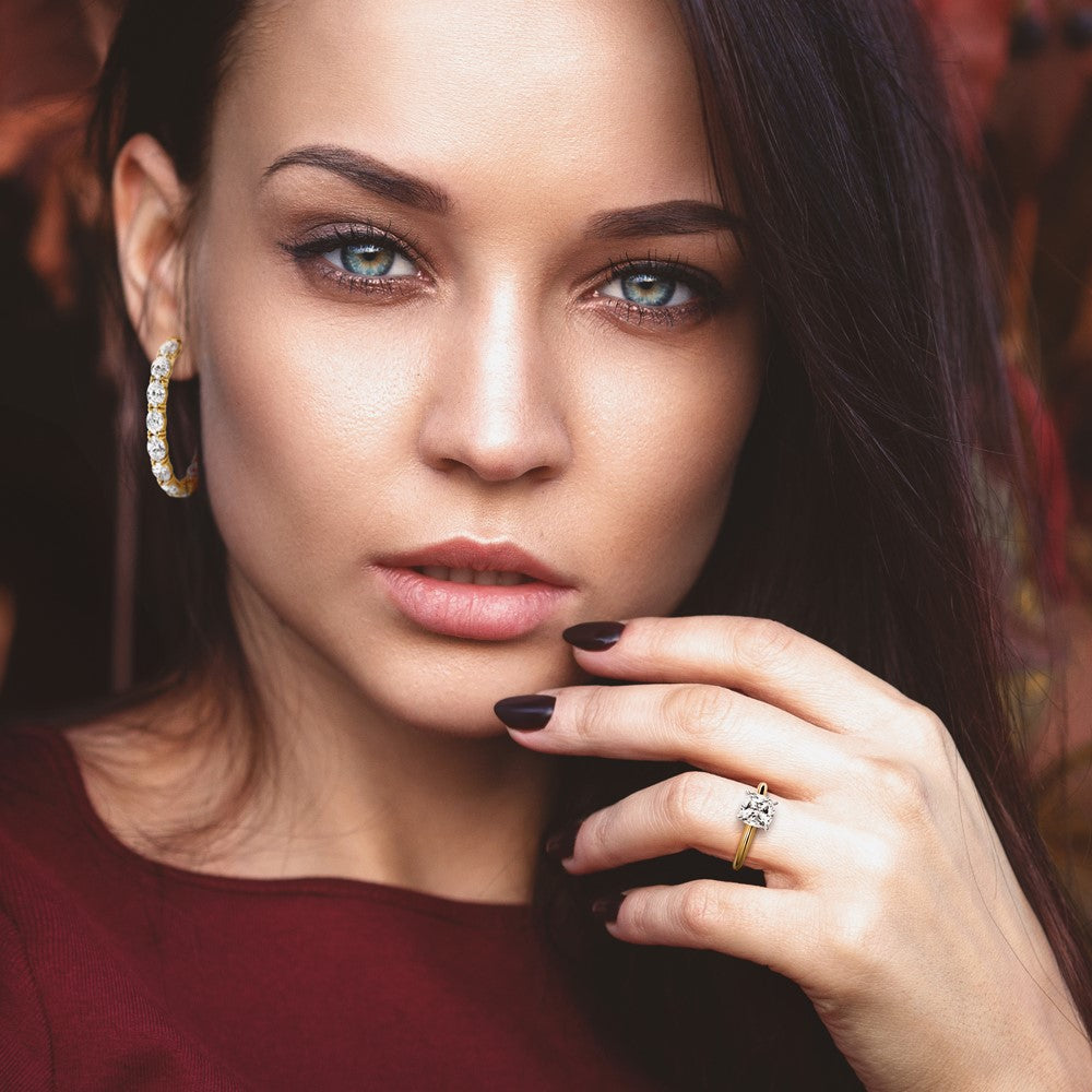 14k Two-tone 1 1/2 Ct. Lab Grown Diamond VS/SI+ G+ Cushion Solitare Engagement Ring