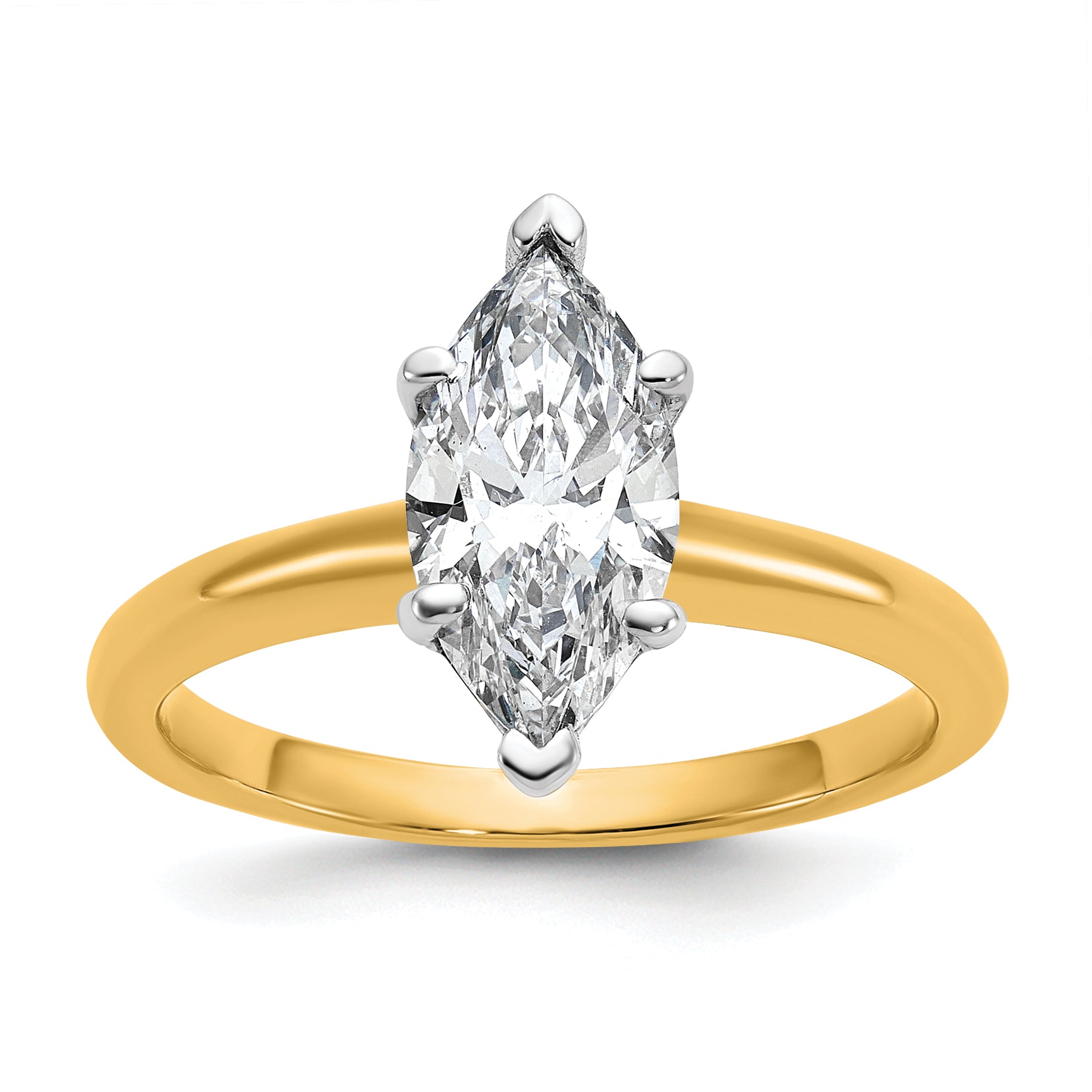 14k Two-tone 1 1/2 Ct. Lab Grown Diamond VS/SI+ G+ Marquise Solitare Engagement Ring